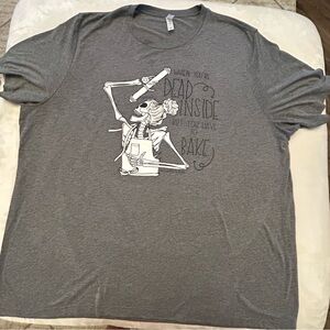 Grey Graphic T-Shirt – 'Dead Inside But I Have to Bake'